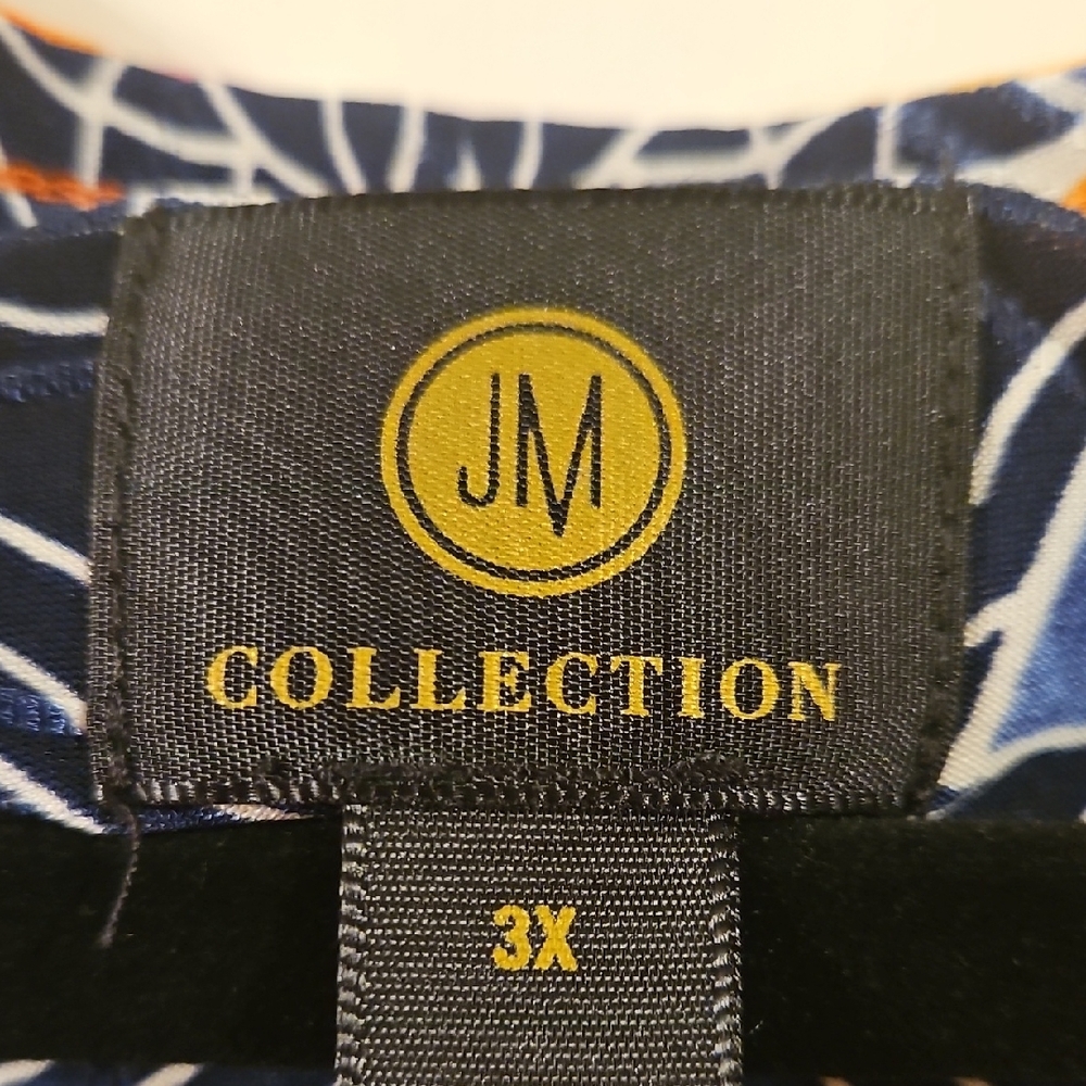 JM Collection 3X Multicolor Geometric Blouse NWOT - Picture 2 of 8